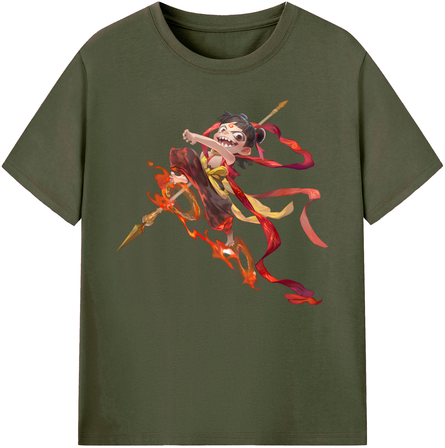 （画像用） Ne Zha 2 ナタ 魔童の大暴れ 綿100％ メンズ半袖Tシャツ｜肌触りやわらか＆通気性